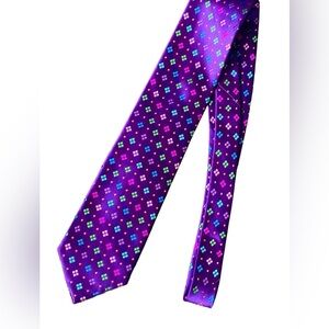 Robert Talbott men’s purple silk diamond print necktie